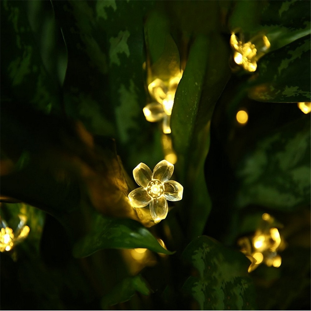 Solar udendørs julelys 20 50 led fe blomst blomst dekorativt lys til indendørs have gårdhave fest træ dekoration