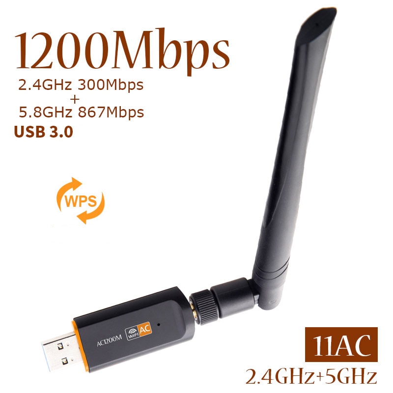 802.11AC 1200 Mbps Dual band draadloze adapter 2.4 ghz 5 ghz USB 3.0 wifi adapter usb Netwerkkaart wifi dongle voor desktop laptop PC