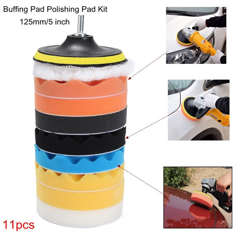 5inch Car Polishing Disc 11Pcs/Set Self-Adhesive Buffing Polishing Adapter Sponge Wool Waxing For Car Polisher Wheel Pad Dr S7L5