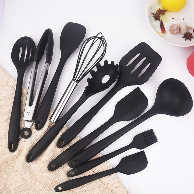 Silicone Kitchen Utensils Set 5/10 Pcs Not-Stick Cooking Tools Spoon Spatula Ladle Egg Beaters Kitchen Accessories Baking Tools
