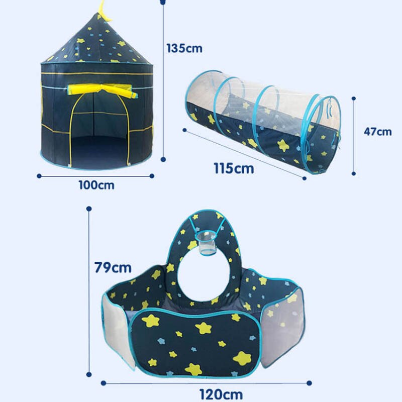 Draagbare 3 In1 Baby Tent Kid Kruipen Tunnel Spelen Tent Huis Bal Pit Pool Tent Voor Kinderen Speelgoed Bal Zwembad oceaan Bal Houder Set