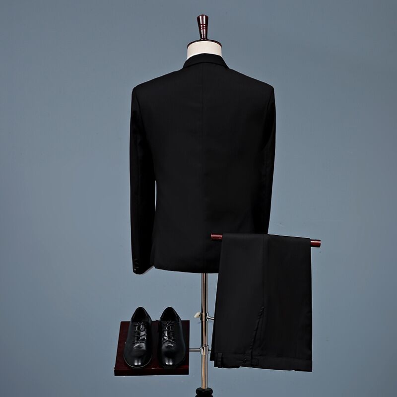 Nova chegada dos homens à moda bordado preto tira floral padrão 2 conjuntos ternos de palco cantor casamento noivo jaqueta calças 2 peças