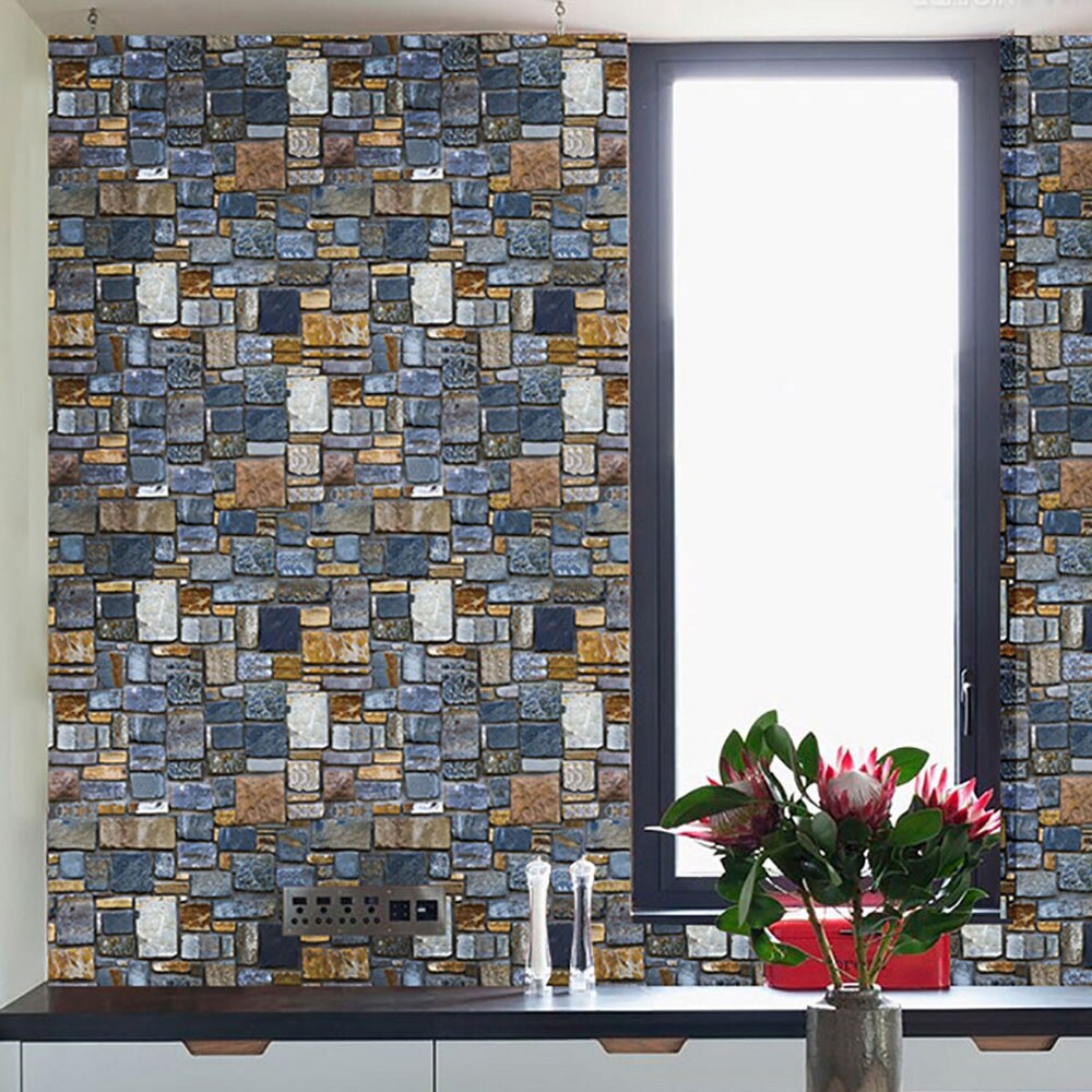 Kamer Decoratie 3D Stickers Steen Rustieke Effect Zelfklevende Muursticker Woonkamer Decoratie 3D Stickers Наклейки На Стену: B1PC