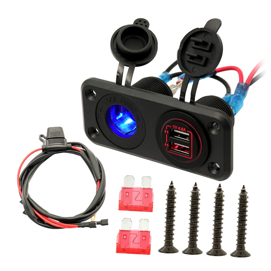 Dual Usb Aansluitpaneel Met Schroef Waterdichte Stopcontact Adapter Kit Dual Usb-poorten Voor 12V-24V auto Boot Marine Rv