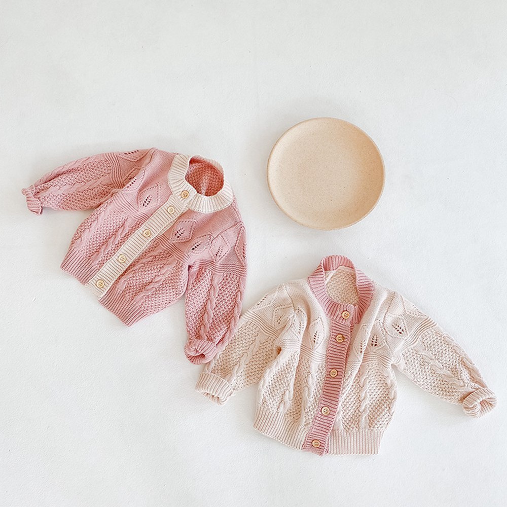 Suéter de Color liso para niñas, abrigo, Otoño Invierno , para niños pequeños, cárdigan de punto para bebés, suéter, prendas de vestir S11130