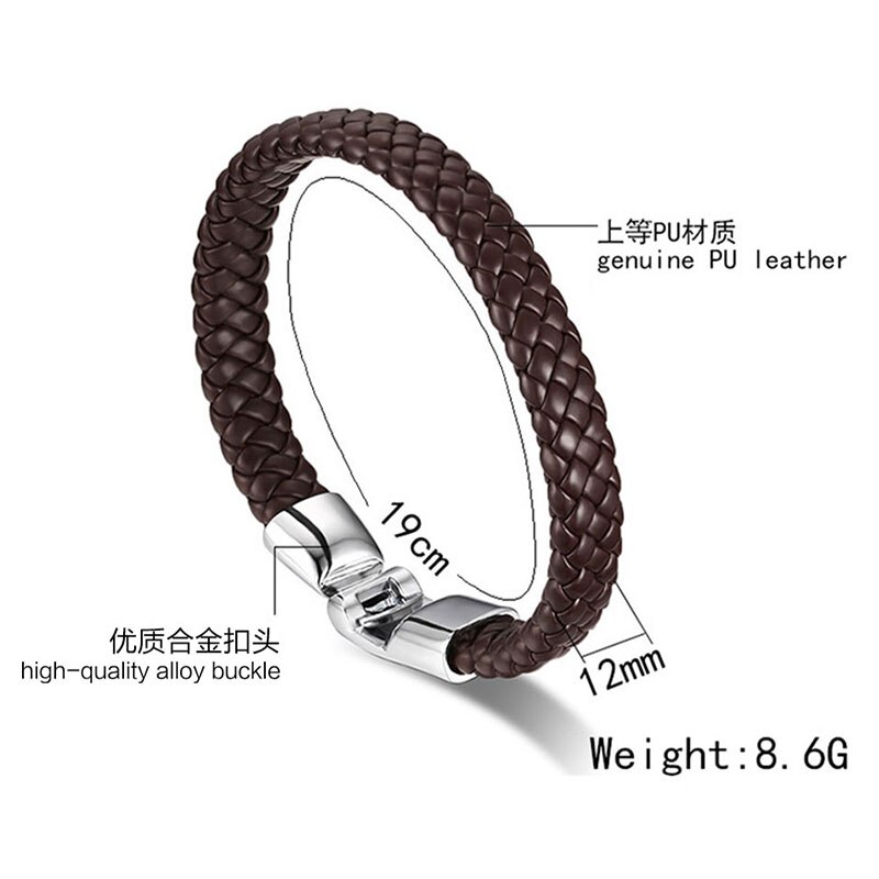 Vnox flätat läderarmband för män armband armband män smycken svart kaffe vitt