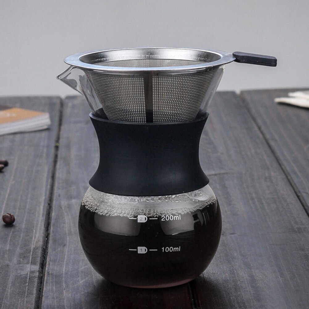 200ml helvete over kaffetrakter filter dryppeglassbeholder kaffe perkolatorer rustfritt stål kaffefilter