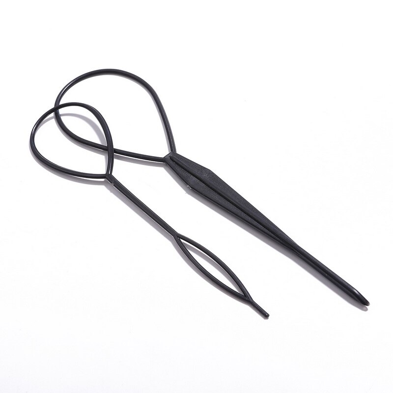 Popular 1 Set Ponytail Creator Plastic Loop Styling Tools Black Topsy Pony Topsy Tail Clip Hair Braid Maker Styling Tool: black 2pcs