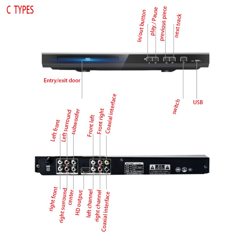 YWJJX 220V SA211 Home Dvd Player VCD 11W~19W Player Cd HD Children Movie Evd Put Disc Game Disc Reading Machine