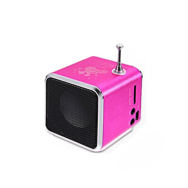 TD-V26 Digital FM Radio Speaker Receiver With LCD Stereo Loudspeaker Support Micro TF Card Mp3 Mini Music Player USB Charging: Magenta