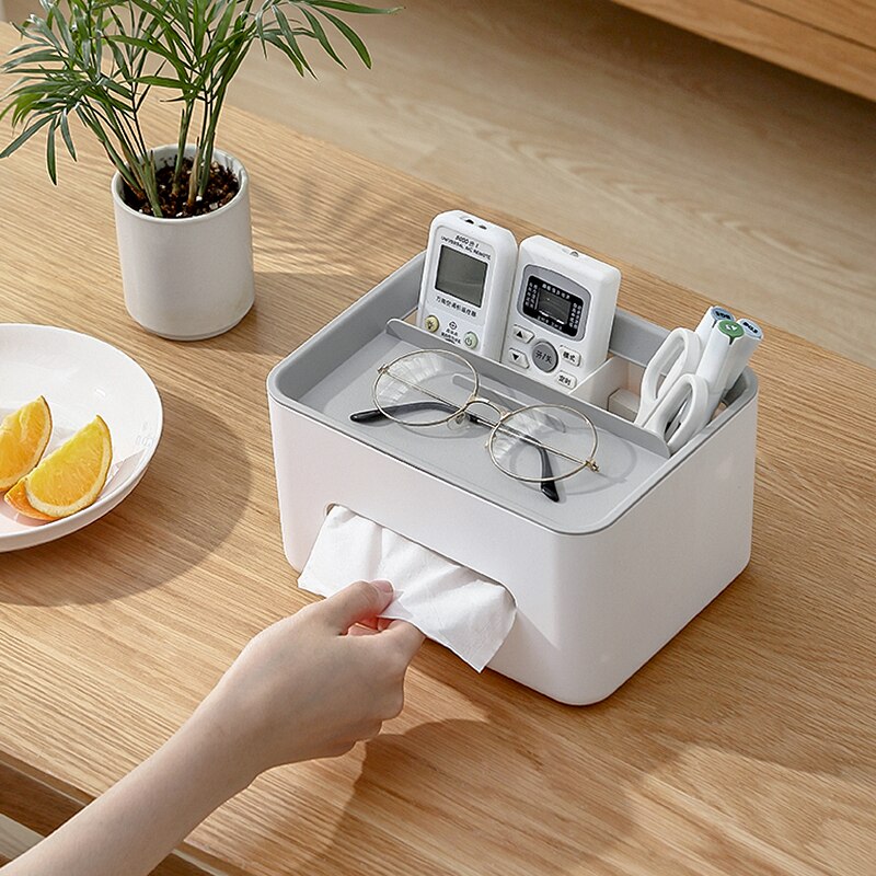 Tissue Boxes Multifunctional Tissue Box Cover Napkin Holder Home Office Remote Control Storage Wipes Case Desk Organizer