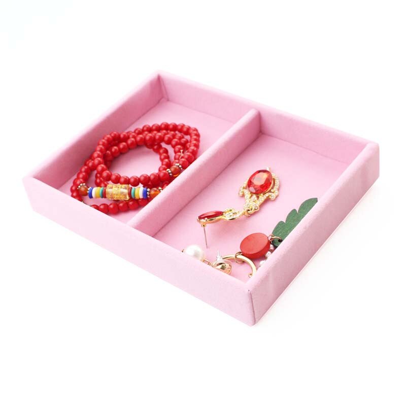 Small Jewelry Tray Ring Necklace Storage Organizer Bracelet Watch Display Drawer Stuff Finishing Multi-functional: 2 Grids Plate 2