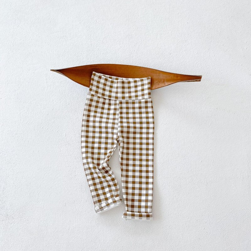2022 neue Frühjahr Baby Mädchen Jungen Hosen Punkt Plaid Elastische Hohe Taille Gerade Gamaschen freundlicher Hosen Baumwolle Kleidung E6119