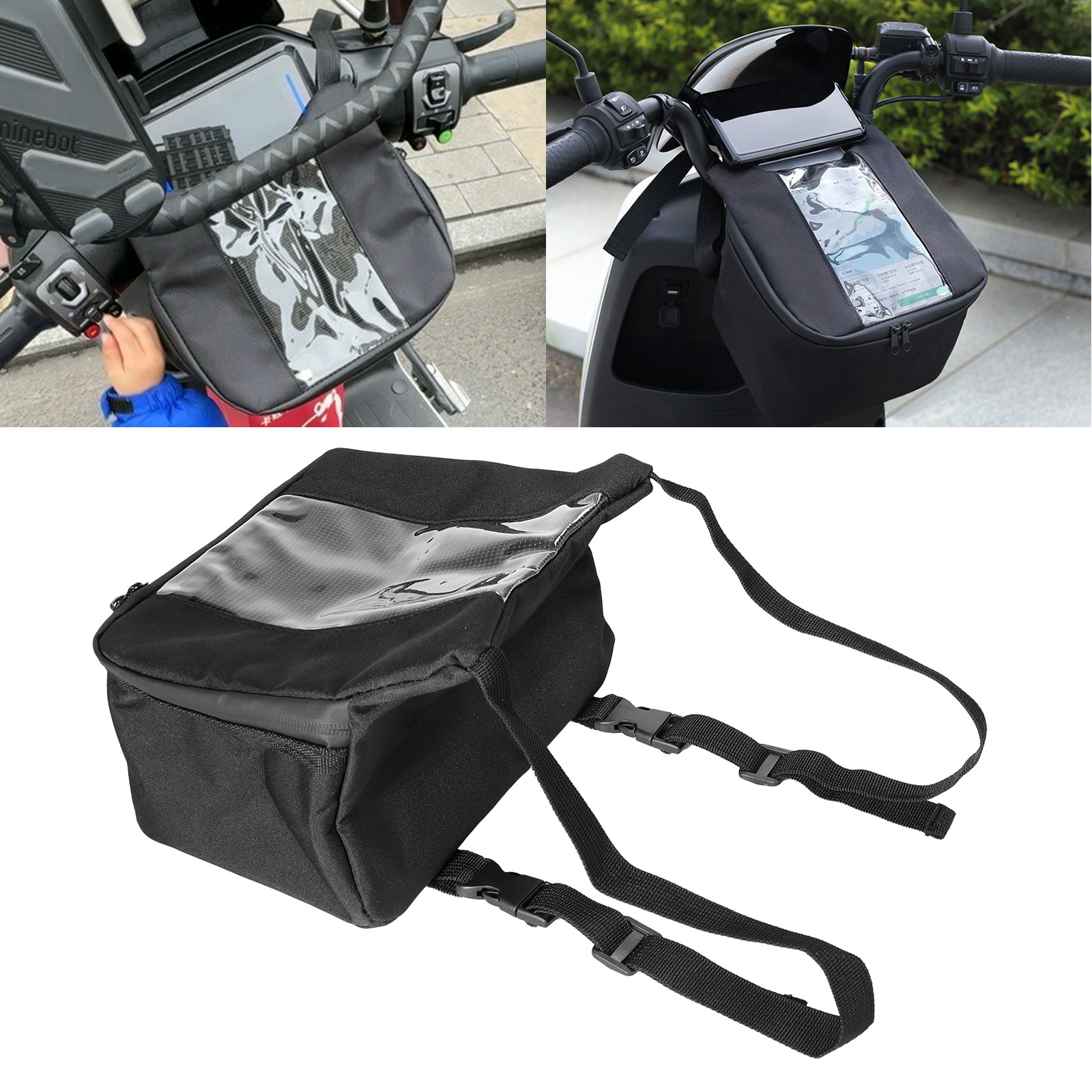 Waterproof Motorcycle Front Handlebar Bag Transparent Touch Screen Navigation Storage Bag Pouch for Electric Bike Scooter