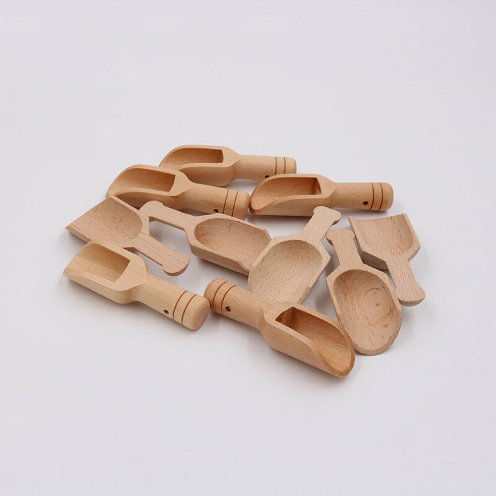10pcs/set Mini Salt Spoons Wooden Coffee Tea Scoops Honey Coffee Condiment Salt Sugar Tea Spoon Kitchen Utensils