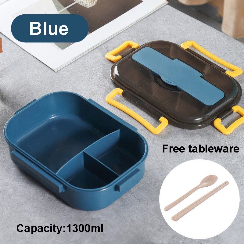 Bento box japanese style food container storage insulated lunch container Breakfast Boxes Wheat Straw Material lunch box: blue