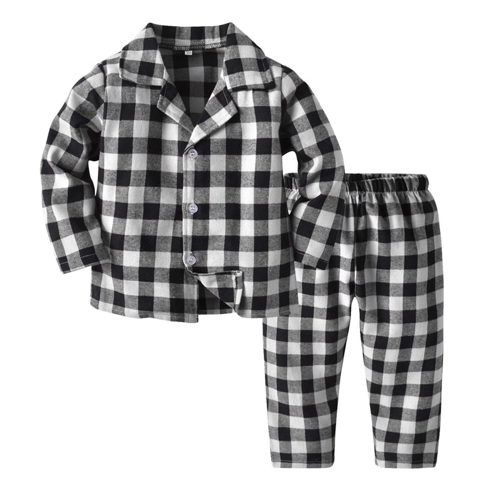 #50 Toddler Kids Baby Boys Girls Plaids Print Pajamas Winter Coats Pants Outfits Set Kids Costume Baby Suit Детские Костюмы: White / 130