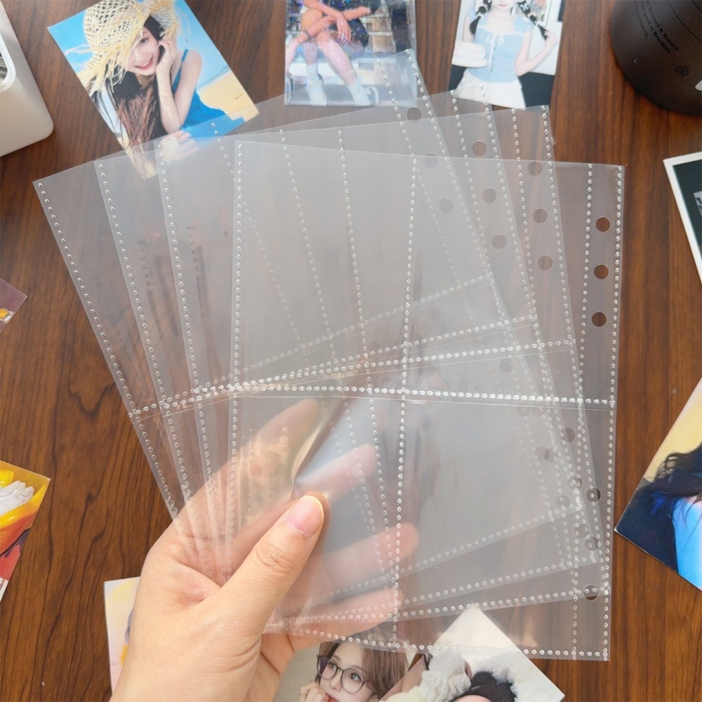5/50pcs 4-Pocket Binder Photocards Holder Binder Background Paper Kpop Photo Album 6/3 Holes Inner Page Photo Card Binder Sleeve