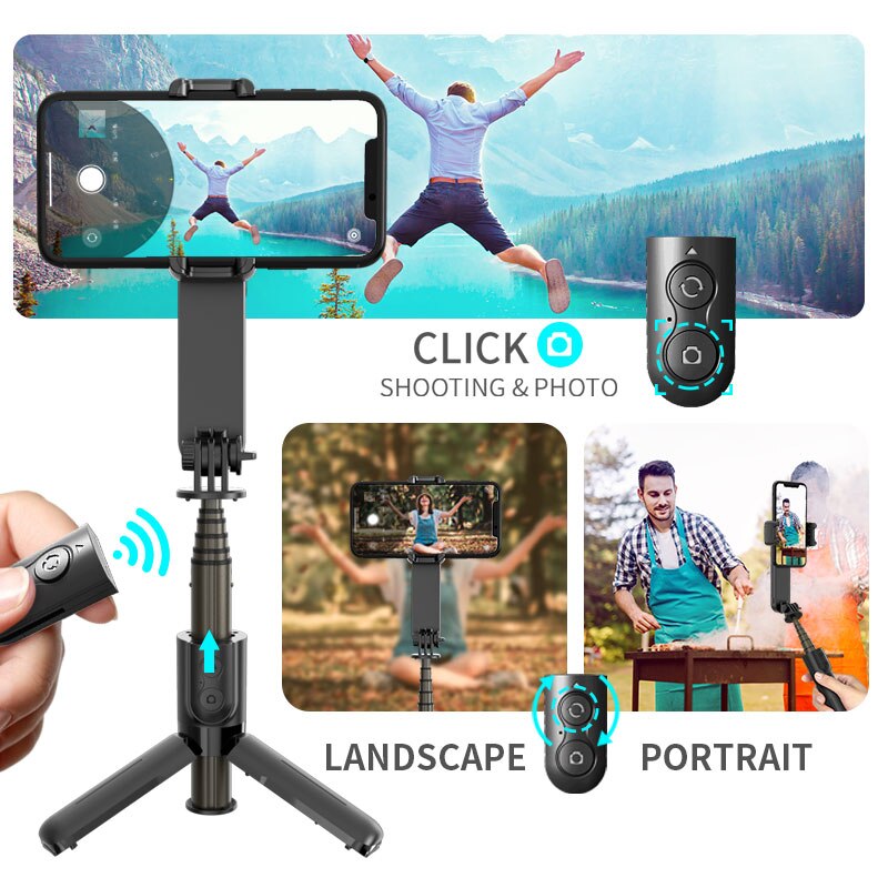 Mini Handheld Gimbal Stabilizer Met Licht Invullen Draadloze Afstandsbediening Draagbare Telescopische Selfie Stok Statief Voor Telefoon Houder Stand