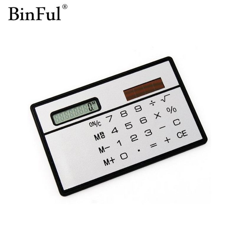 Binful tragbarer taschenrechner, mini-handrechner, ultradünn, kartenschreibwaren, solarenergie, kleiner, schlanker reisetaschenrechner