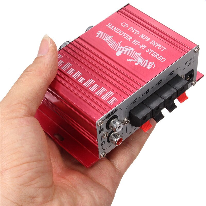 12V Mini Hi-Fi Stereo Amplifier Audio MP3 Auto Car 2 Channel Stereo DVD Speaker Blue Red Yellow
