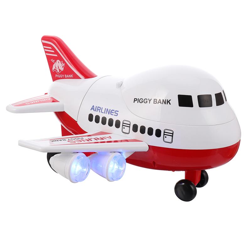 Giocattolo salvadanaio alimentato a batteria con riconoscimento facciale a forma di aereo da 1pc: rosso