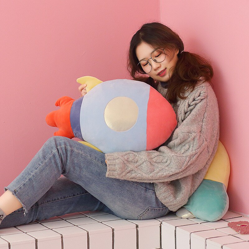 Série spatiale oreiller soucoupe volante, fusée, étoiles, vaisseau spatial, planète, canapé coussin en peluche garçon d'anniversaire