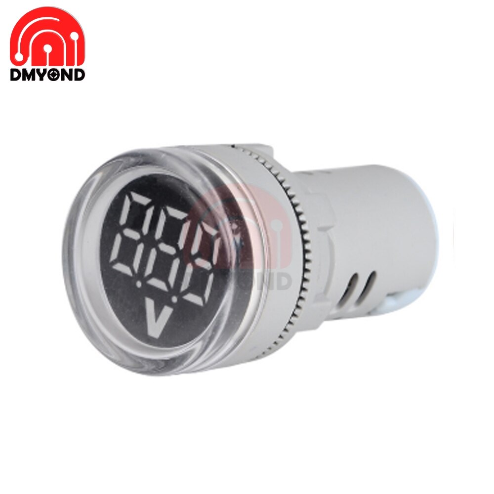 0-100v dc 12v 24v 22mm runde ledet digitalt display voltmeter spændingsmonitor indikator signal lys volt tester måleværktøjer: Hvid
