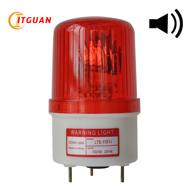 LTE-1103J Rotating Warning Light Alarm Red/Amber/Green/Blue Rotary Workshop Emergency Warning Lamp With Sound 90dB 220V 12V