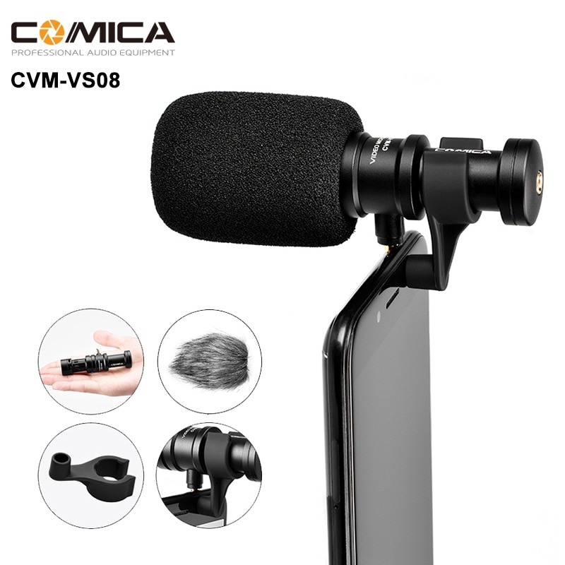 Comica CVM-VS08 Wireless Mobile Phone Microphone Mini Portable Microphone Video Interview Vlog Mic For iPhone Android Smartphone
