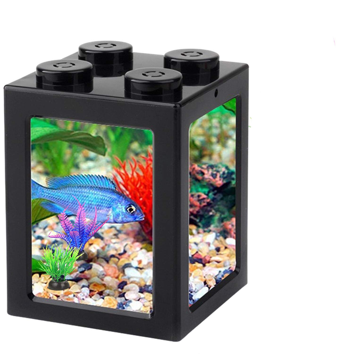 Small Fish Tank Mini Betta Aquarium Stackable Cube Tank Decor Ant Feeding Case Mini Reptile Row Box for Office Home