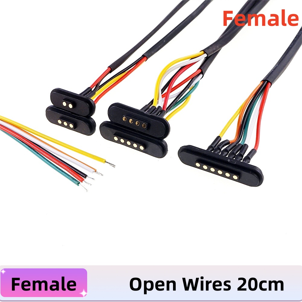 2Pcs 2 3 4 5 6Pin DC 2.54mm Magnetic Pogo Pin Connector Male Female 2A Waterproof High Current Spring Loaded Power Socket: Brown / 5P