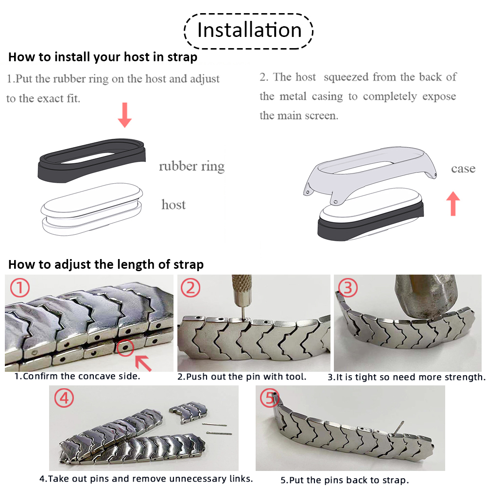 Bracelet pour Mi Band 7 6 5 4 3 Bracelet en acier inoxydable en métal pour Xiaomi Mi Band 6 Bracelet de remplacement Miband 5 Correa