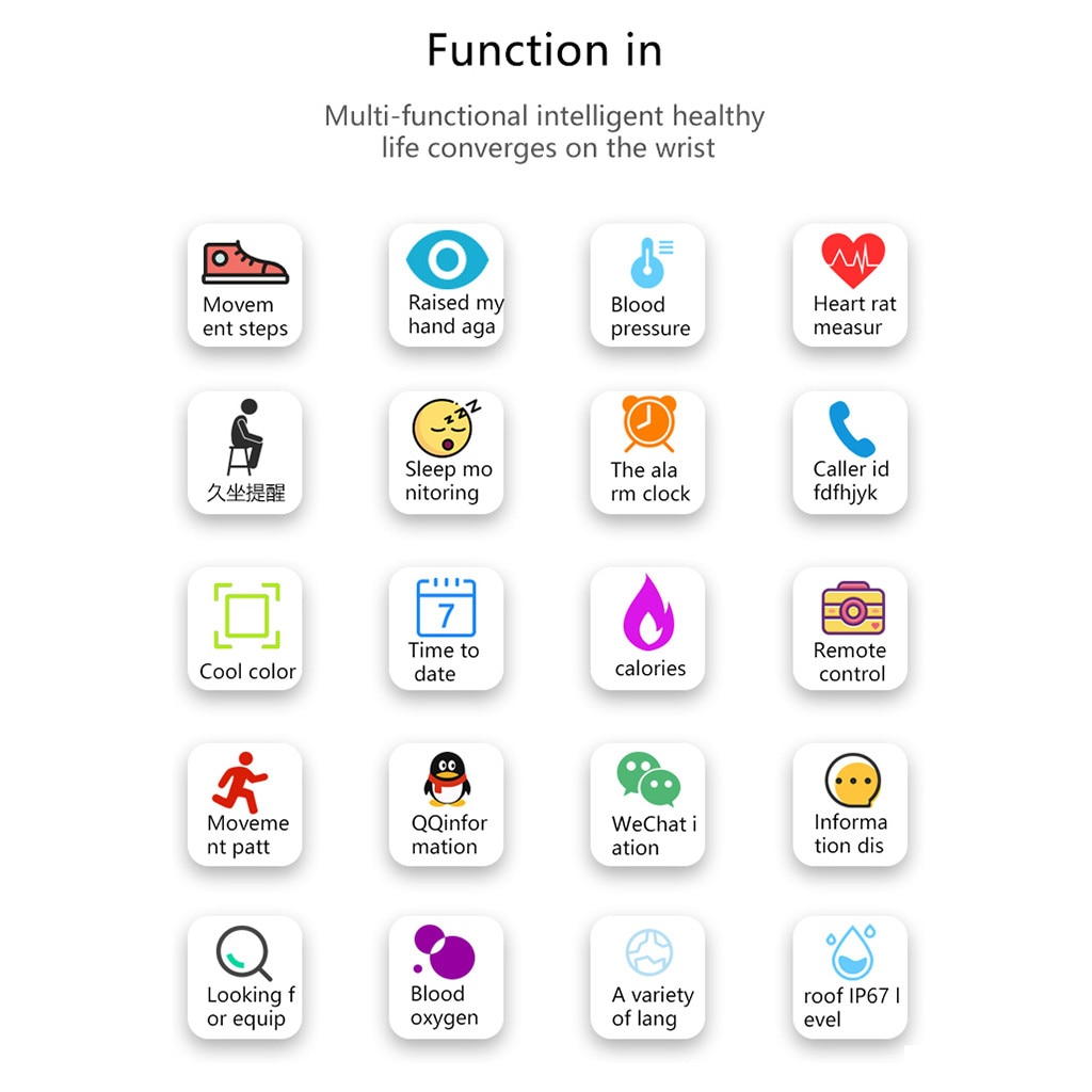 Smart Tracker Band Wristband Blood Pressure Heart Rate Monitor Pedometer Sports Health Fitness Bracelet For Android IOS