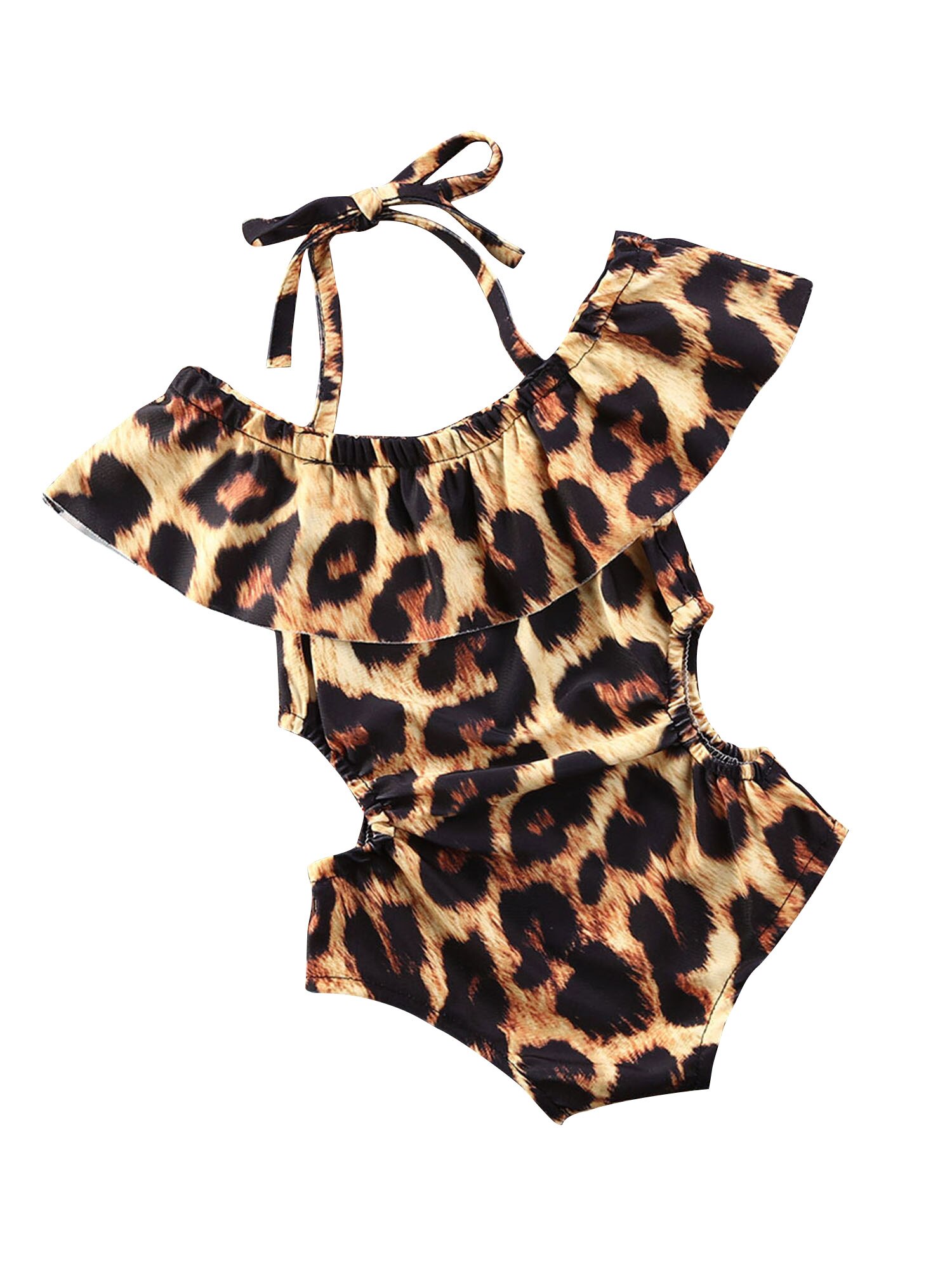 Newborn Baby Girl Print Swimsuit Swimwear Lace Up Bathing Suit One Piece Bikini Clothes Leopard Summer Beach Bikini Outfits
