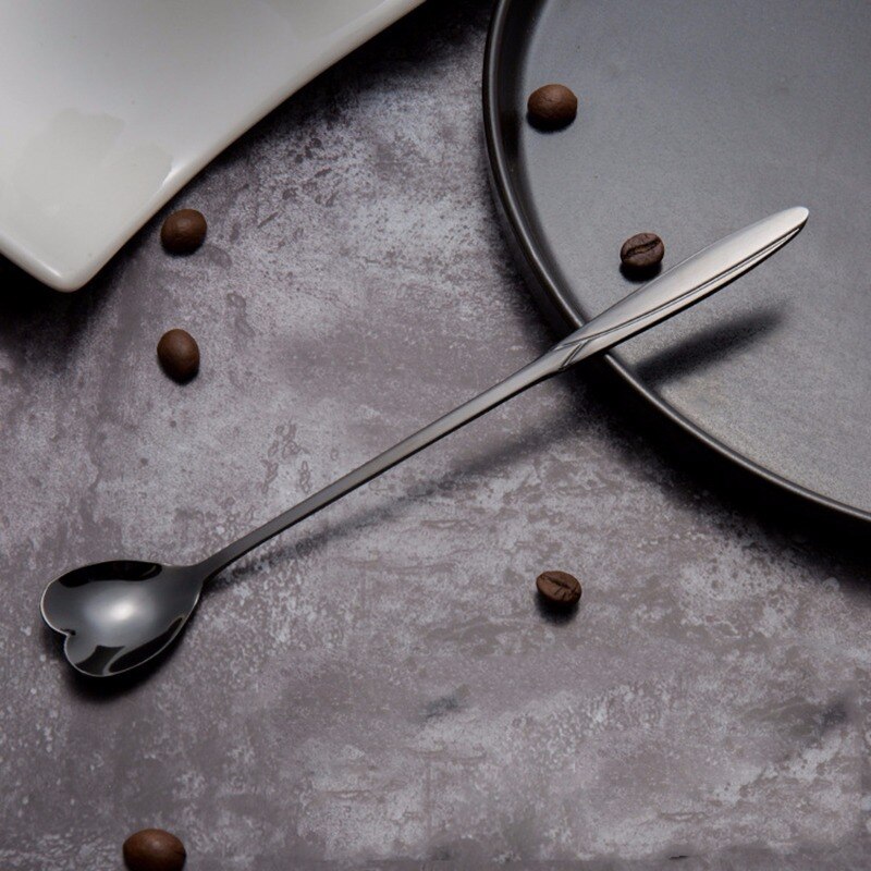 Teyyvn Set Di 8 Cucchiaini Da Caffè In Acciaio Inox Nero – Manico Lungo 19 Cm – Per Cocktail, Gelato E Bevande - 2