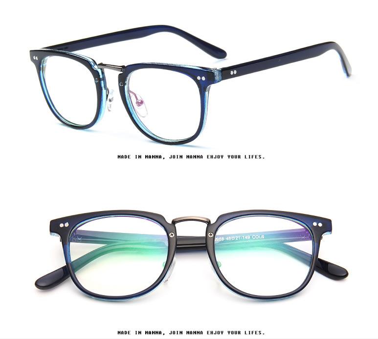 Clear Lens Glasses Men's Glasses Frame Square Optical Eyewear Retro Transparent Myopia Prescription Eyeglasses Frame: 6