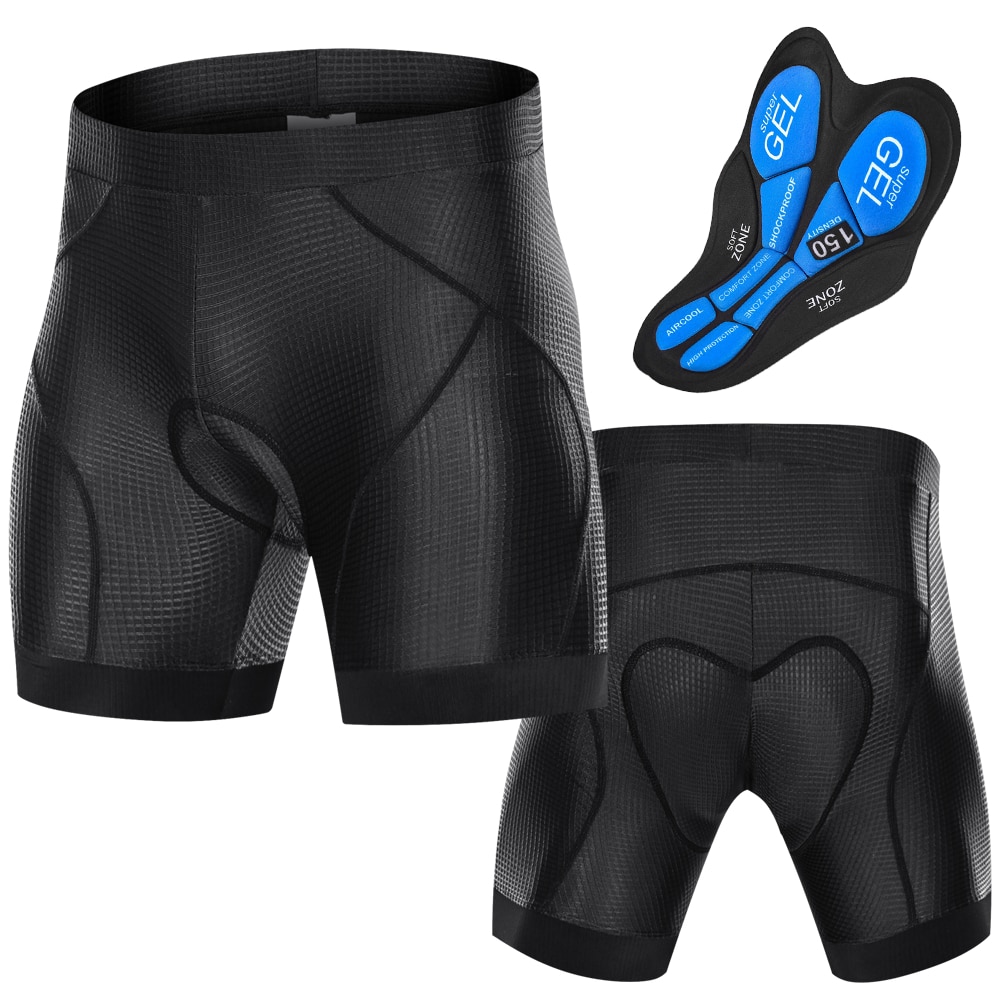 Men Bike Padded Shorts with Anti-Slip Leg Grips Cycling 3D Padded Underwear Bicycle Padding Riding Shorts Biking Shorts: Black / XXL