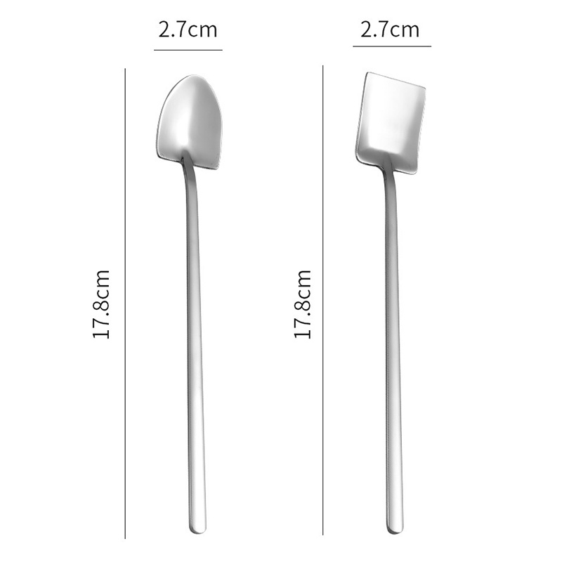 1Pc Stainless Steel Spoon Teaspoons Long Handle Ice Cream Office Coffee Dessert Spoon Stirring Spoon Kitchen Accessories Tools