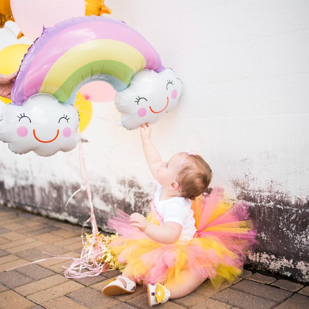 5pcs Rainbow Smile Sun Cloud Foil Balloons Unicorn Party Helium Ballons Baby Shower Decoration Kids Birthday Parti Supplies