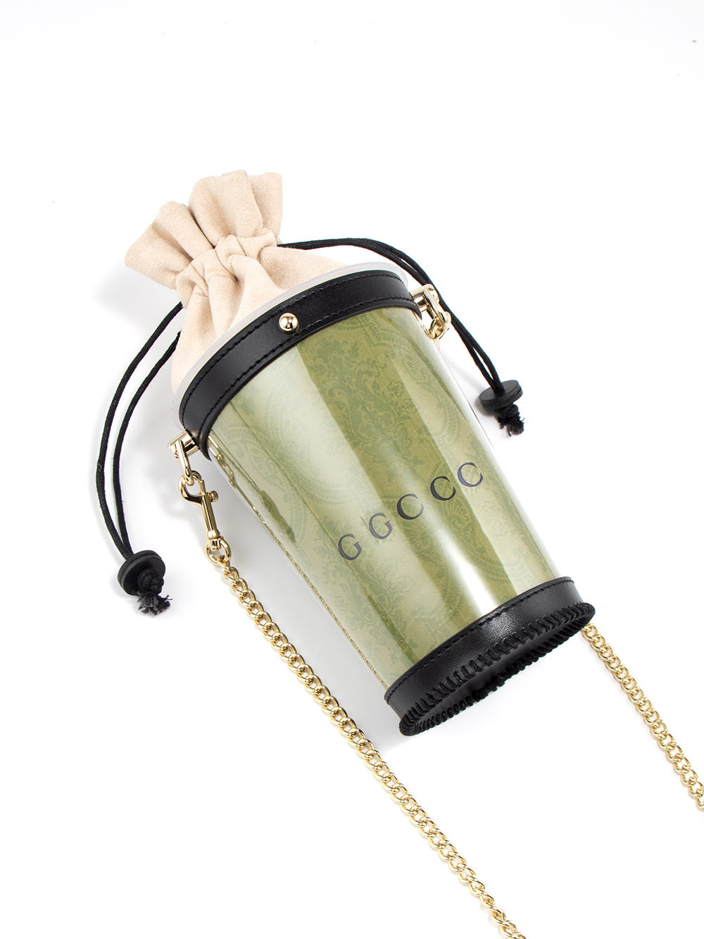 Diy-umhängetasche, mini-schultertasche für damen, durchsichtige pvc-tasche in fassform, diy-papier-kaffee-tasche mit einfacher kette für mädchen: Schwarz