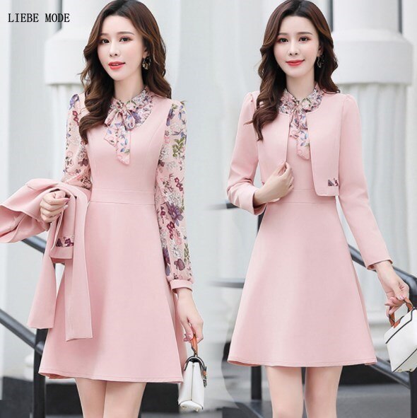 Damen Beiläufige Kurze Kleid Anzüge Süße Jacke und Kleid 2 Stück einstellen Outfit Büro Tragen Frauen Kleid mit Blazer Rosa gelb Grün
