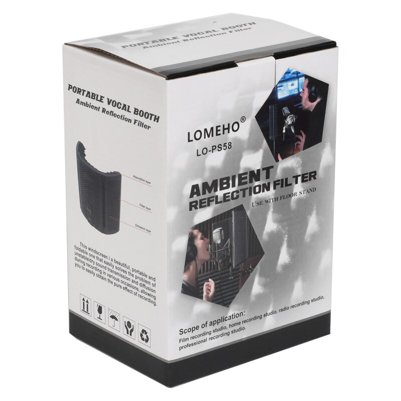 Plastic 3 Panels Isolation Shield Portable and Adjustable Foldable for Condenser Microphone to Reduce Noise Acoustic LO-PS58