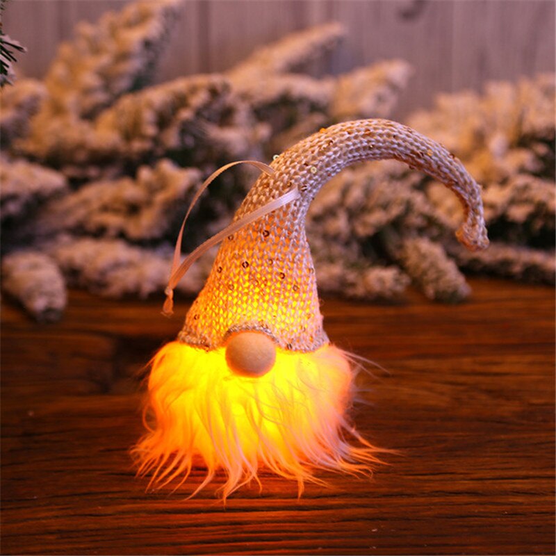 Kerstmis, gezichtsloze kabouter, kerstman, kerstnachtlampje, gloeiende boom, hangend ornament, poppendecoratie voor thuis, hangerbenodigdheden: D