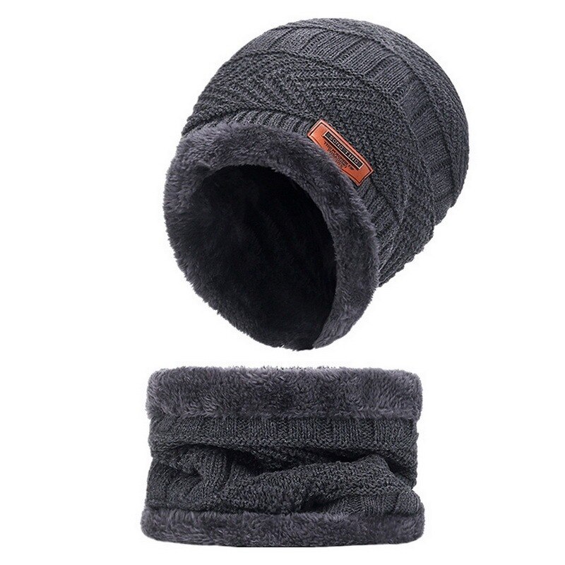 Winterstrickmütze für damen und herren, warm und dick gefüttert, mit samtfutter, Schließfach geschnitten, mit schal, marken-wintermütze, skimaske: A -4-2 stück