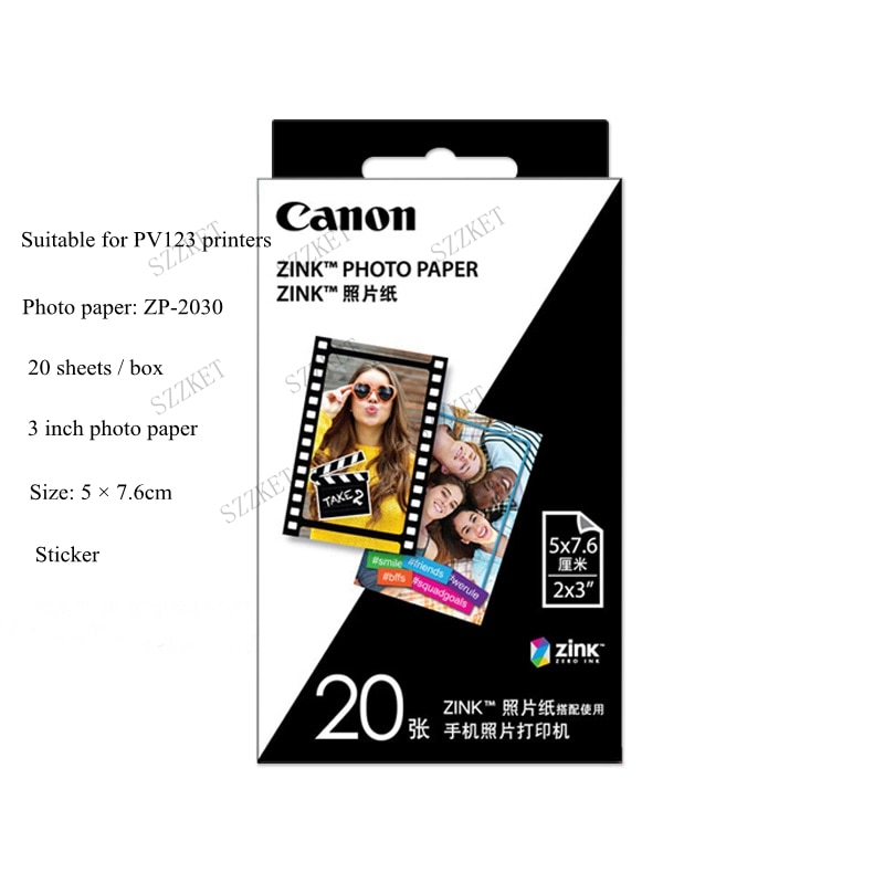 Instant kleur PV-123 speciale fotopapier originele 3 inch fotopapier lijm ZP-2030 card wallet voor PV123 photo printer