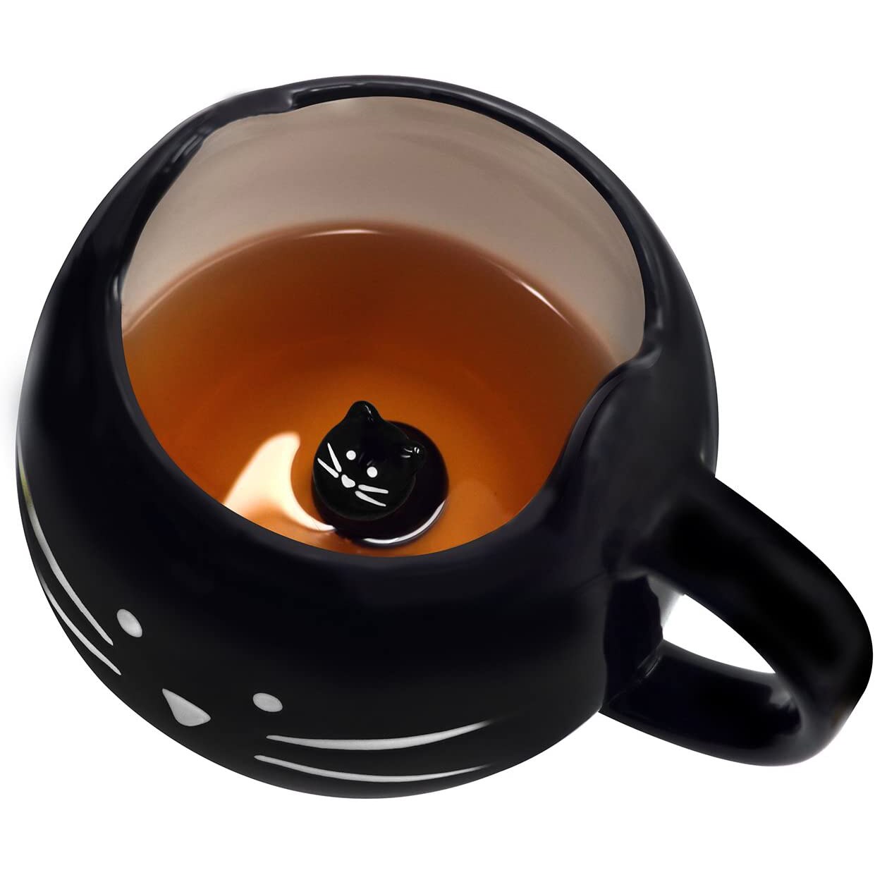 Cat Mug Cat Coffee Mug for Women Girls Cute Ceramic Meow Mugs for Cat Lover Tea Cup 12 oz White,Black: black