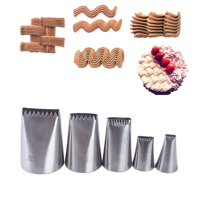 5 Stks/set Basketweave Tips Icing Nozzles Maken Geribbelde Strepen, Fondant Cake Cupcake Decoratie Tips Bakken Tools