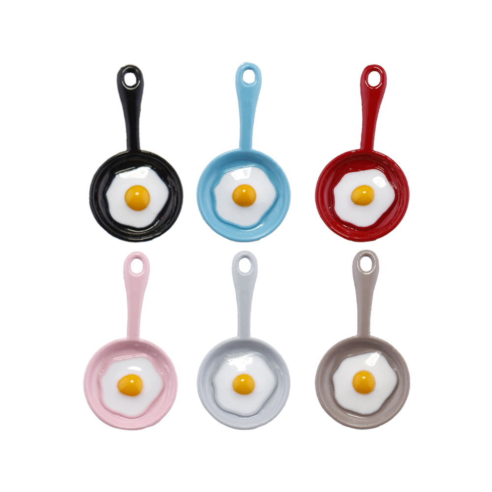 10PCS Fried Egg Omelette In Pan Saucepan Enamel Metal Alloy Pendants Charms for Bracelet Earring Diy Jewelry Making Supplies