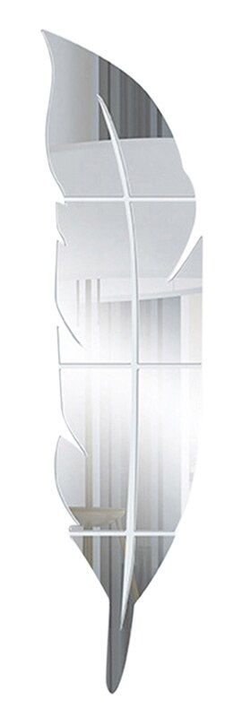 Plumas DIY Plume 3D espejo Adhesivo de pared para arte de sala de estar decoración del hogar vinilo adhesivo acrílico Mural decoración de pared: Sliver / 15.3x72cm